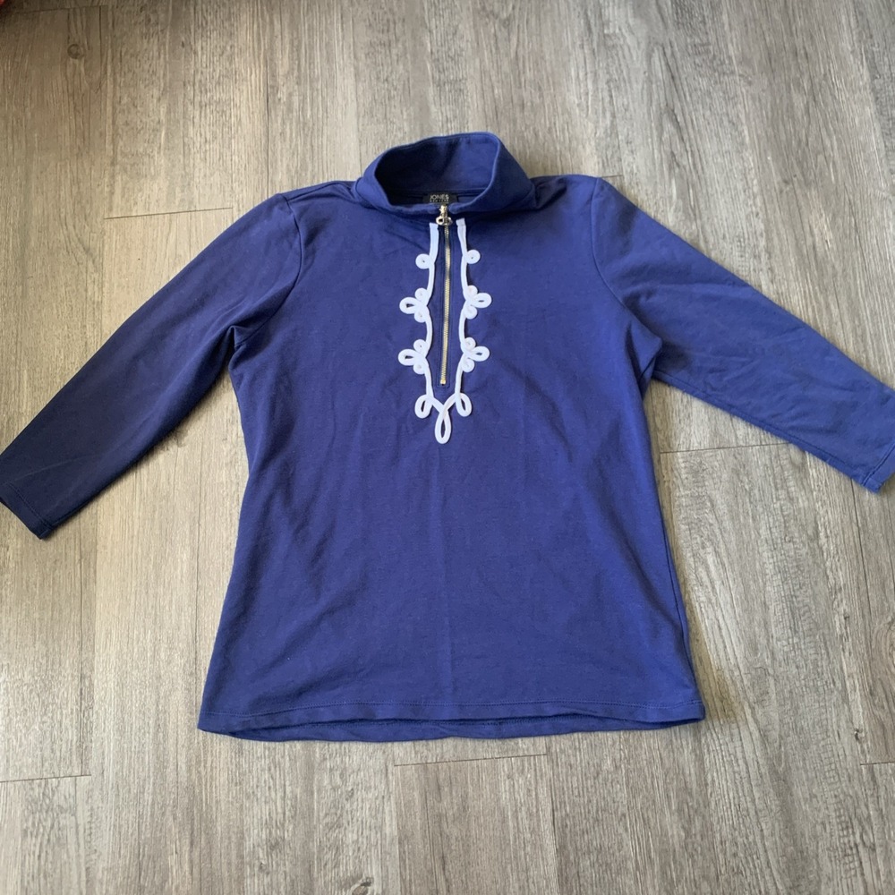 Jones New York Signature Womens M Indigo Quarter-Zip Pullover Sweater JPMH8KT542
